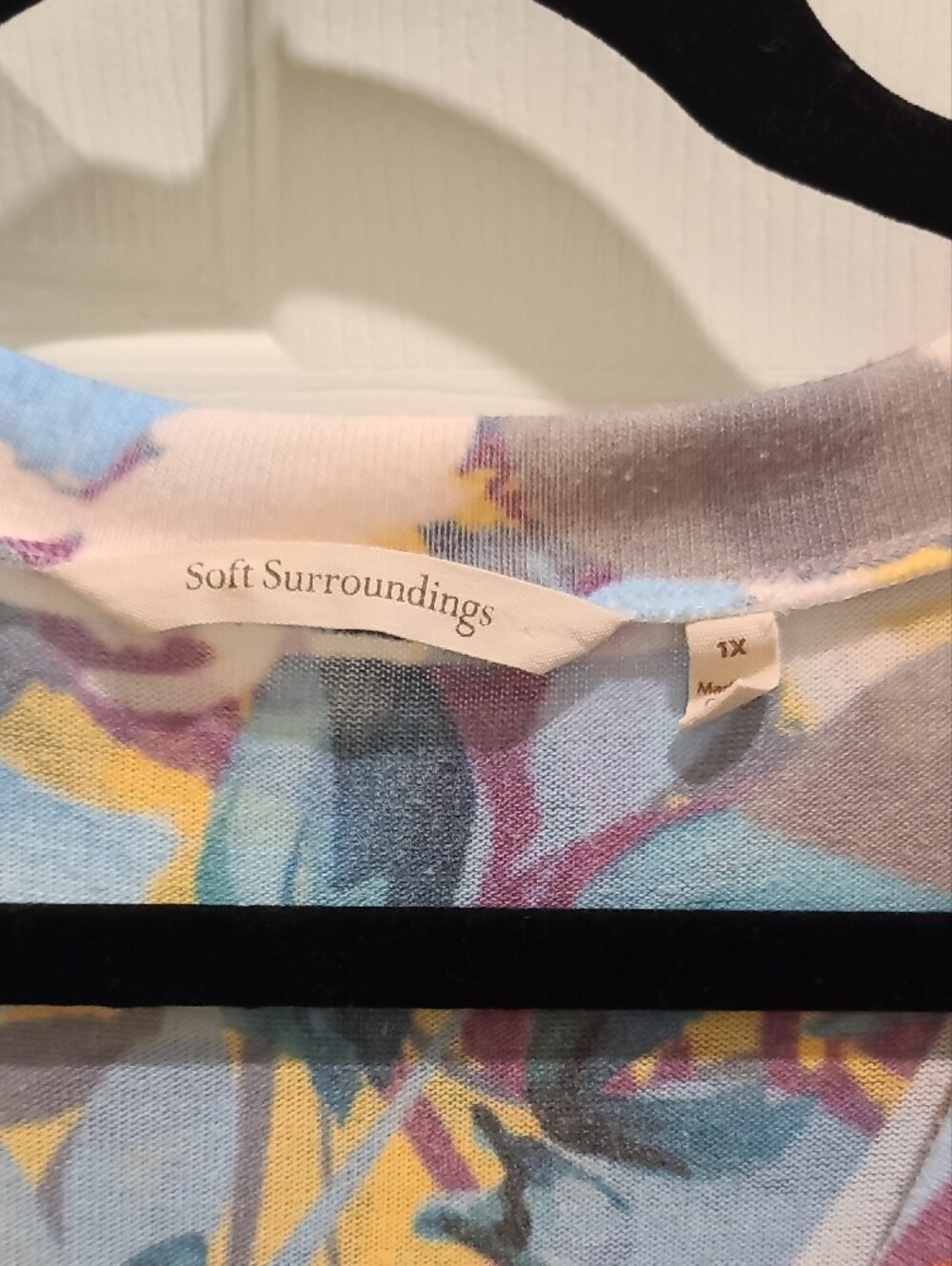 Soft Surroundings Yellow and Blue Floral Crewneck Sweater - Picture 2 of 4
